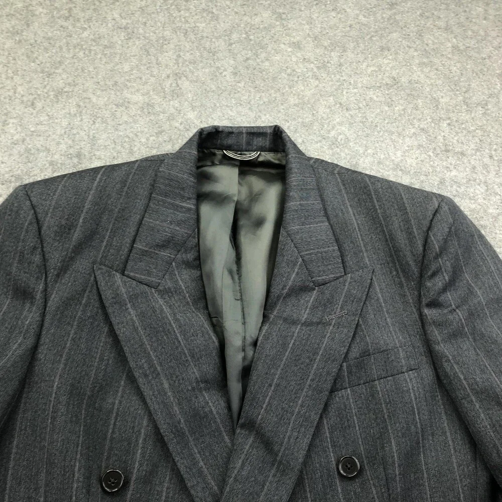 Vintage Christian Dior Monsieur Suit Jacket Mens 42L Pinstripe Double Breasted